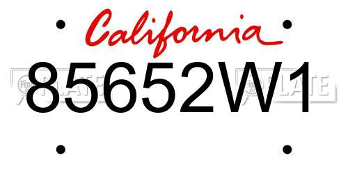 85652W1 California License Plate