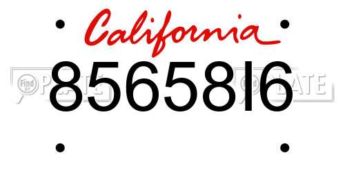 85658I6 California License Plate