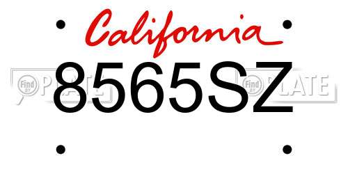 8565SZ California License Plate