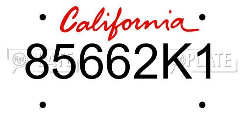 85662K1 California License Plate