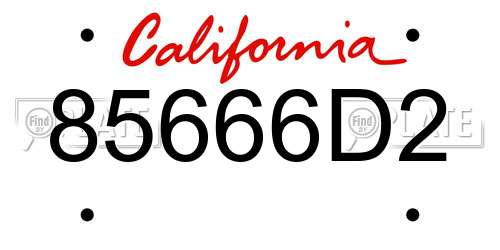 85666D2 California License Plate