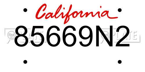 85669N2 California License Plate