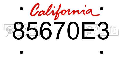 85670E3 California License Plate
