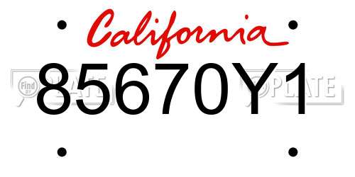 85670Y1 California License Plate