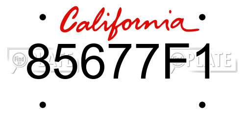 85677F1 California License Plate