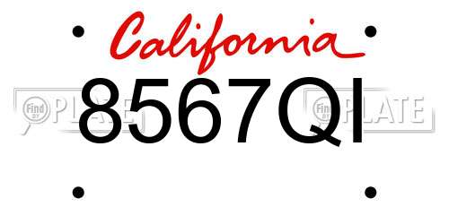 8567QI California License Plate