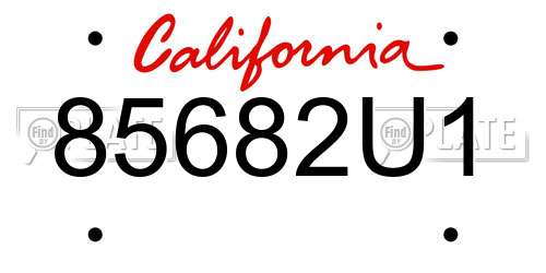 85682U1 California License Plate