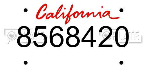8568420 California License Plate