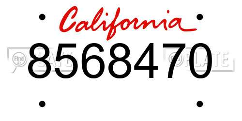 8568470 California License Plate