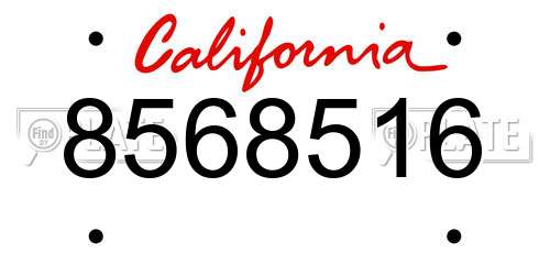 8568516 California License Plate