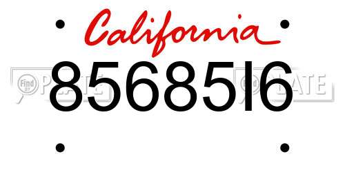 85685I6 California License Plate