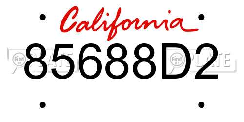 85688D2 California License Plate