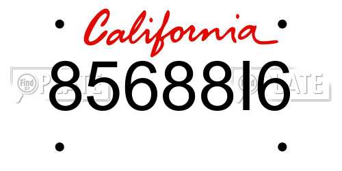 85688I6 California License Plate