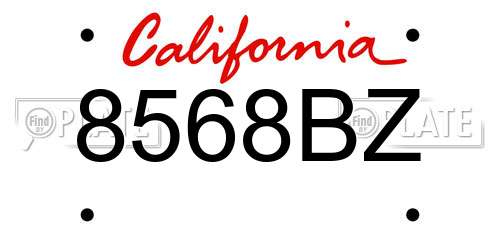 8568BZ California License Plate
