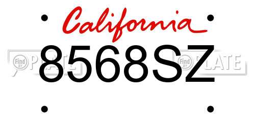 8568SZ California License Plate