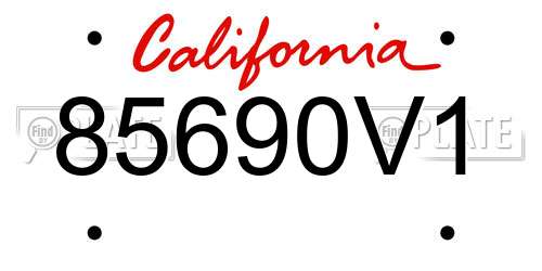 85690V1 California License Plate