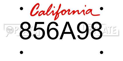 856A98 California License Plate
