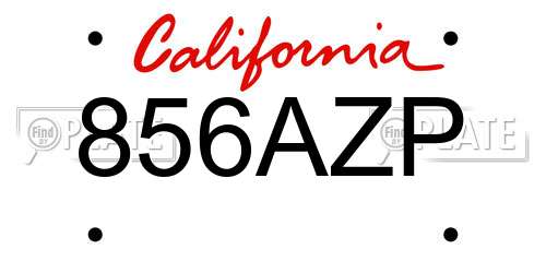 856AZP California License Plate