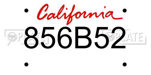 856B52 California License Plate