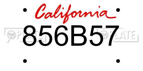 856B57 California License Plate