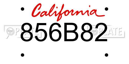 856B82 California License Plate