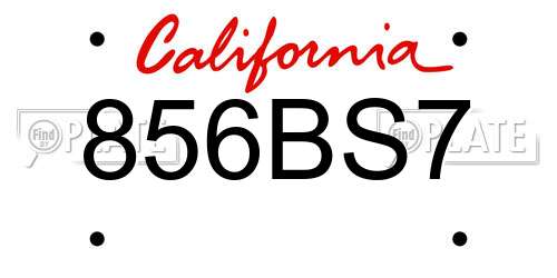 856BS7 California License Plate