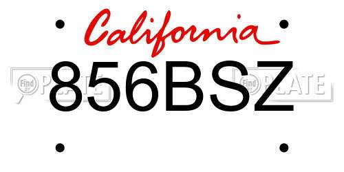 856BSZ California License Plate
