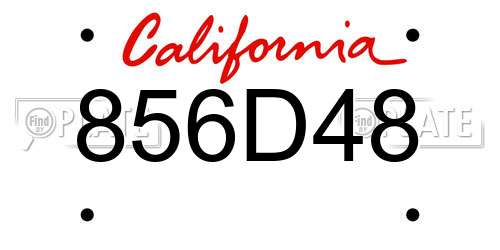 856D48 California License Plate