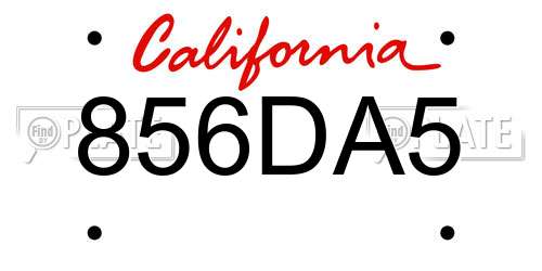 856DA5 California License Plate