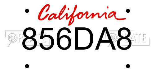 856DA8 California License Plate