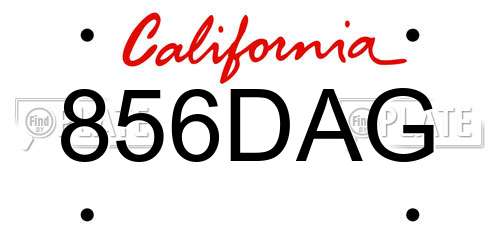 856DAG California License Plate