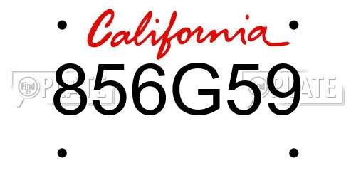 856G59 California License Plate