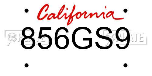 856GS9 California License Plate