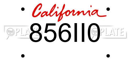 856II0 California License Plate