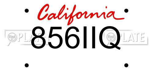 856IIQ California License Plate