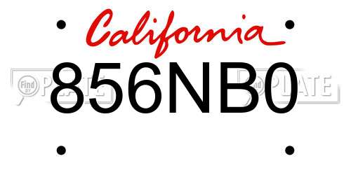 856NB0 California License Plate