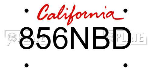 856NBD California License Plate