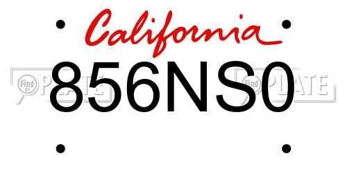 856NS0 California License Plate