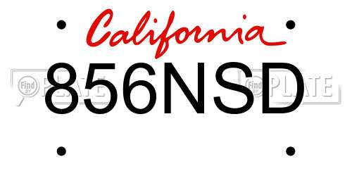 856NSD California License Plate
