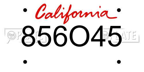 856O45 California License Plate