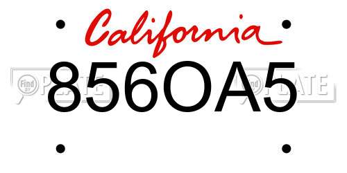 856OA5 California License Plate
