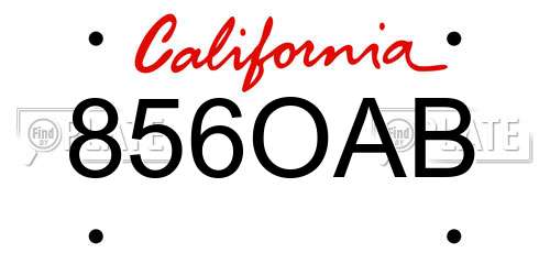 856OAB California License Plate