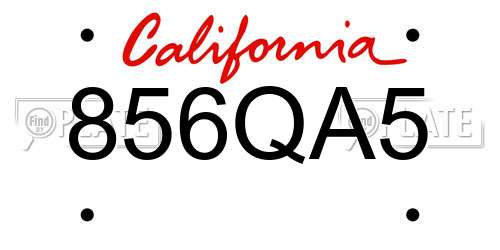 856QA5 California License Plate