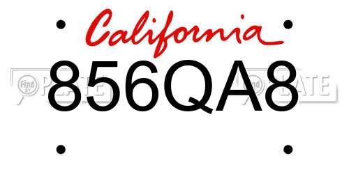 856QA8 California License Plate