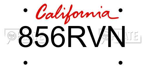 856RVN California License Plate