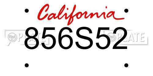 856S52 California License Plate