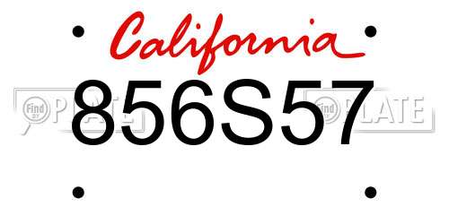 856S57 California License Plate