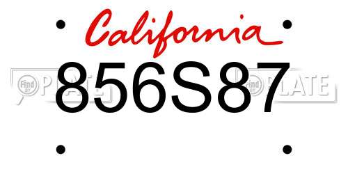 856S87 California License Plate