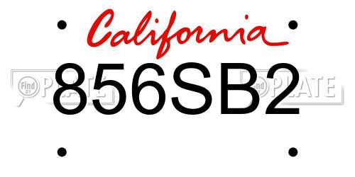 856SB2 California License Plate