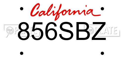 856SBZ California License Plate